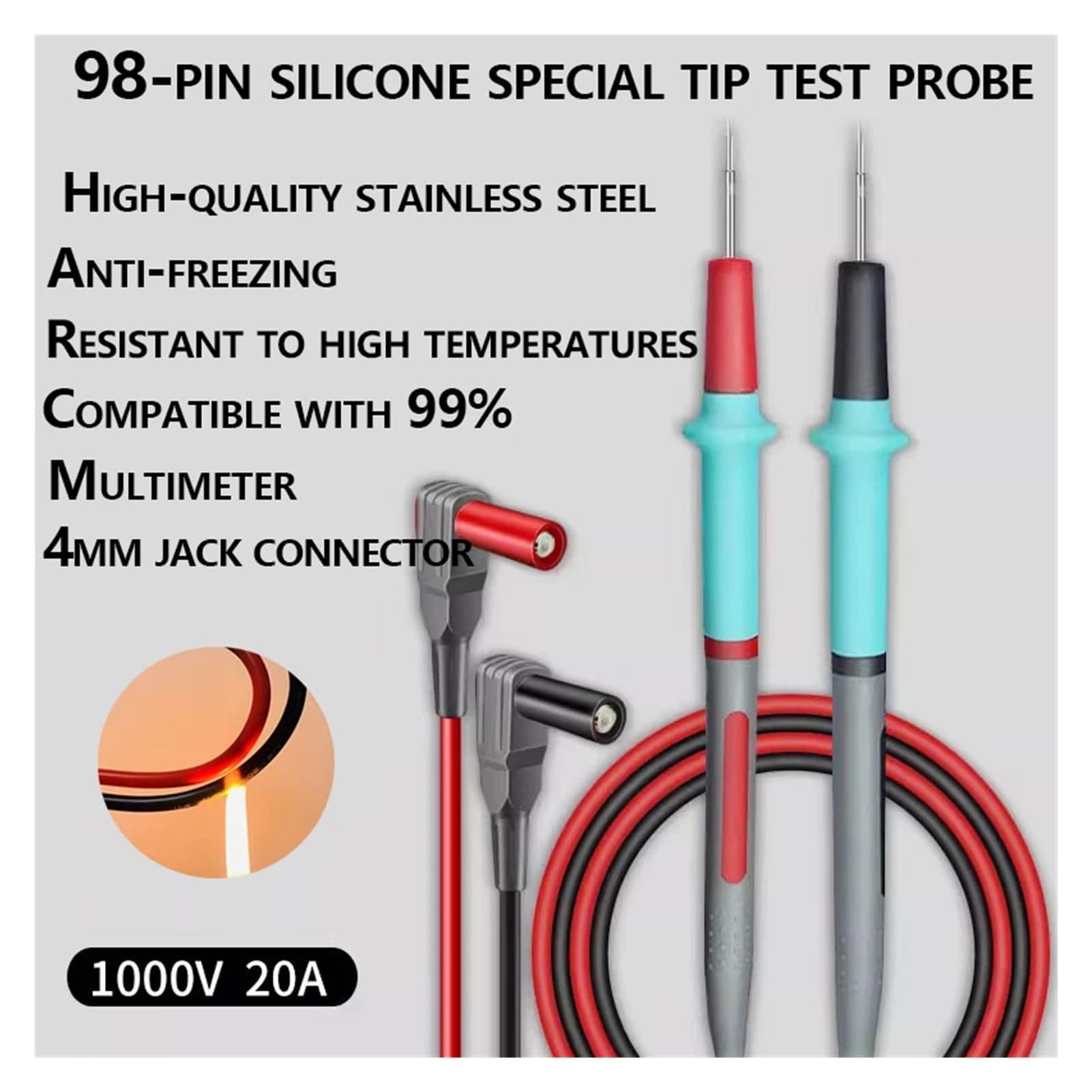 Digital Multimeter Probes, 1000V 10A Universal Needle Tip Test Leads(AC 151)