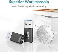 Vista 7 de 10 Gbps Adaptador USB C hembra a USB macho (paquete de 2), adaptador 3.1 USB A a USB C, sincronización de datos SuperSpeed de una cara XAOSUN