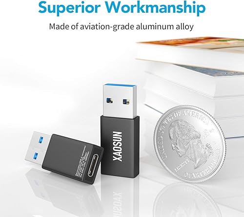 Vista 20 de XAOSUN [10 Gbps] Adaptador USB C hembra a USB macho (paquete de 2), adaptador 3.1 USB A a C, sincronización de datos SuperSpeed unilateral y carga