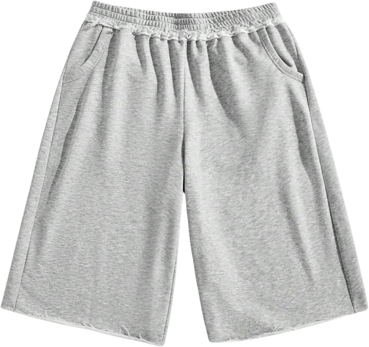 Verdusa Men's Bagyy Sweat Shorts Athletic Basketball Capri Shorts Wide Leg Workout Oversized Shorts with Pockets