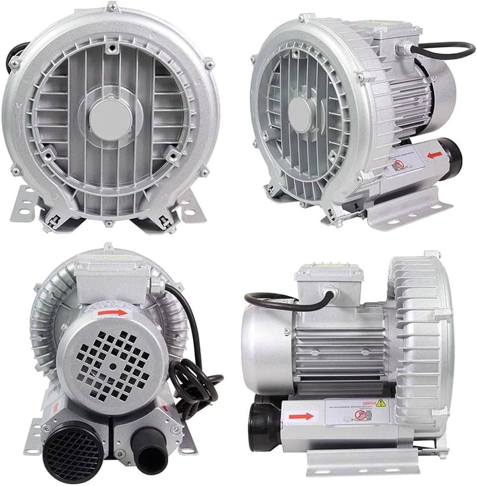 Przemysłowa dmuchawa regeneracyjna 120-1100 W jednofazowa pompa powietrza wirowa do suszenia akwakultury ssanie próżniowe cicha redukcja hałasu aluminiowa obudowa wysokie ciśnienie