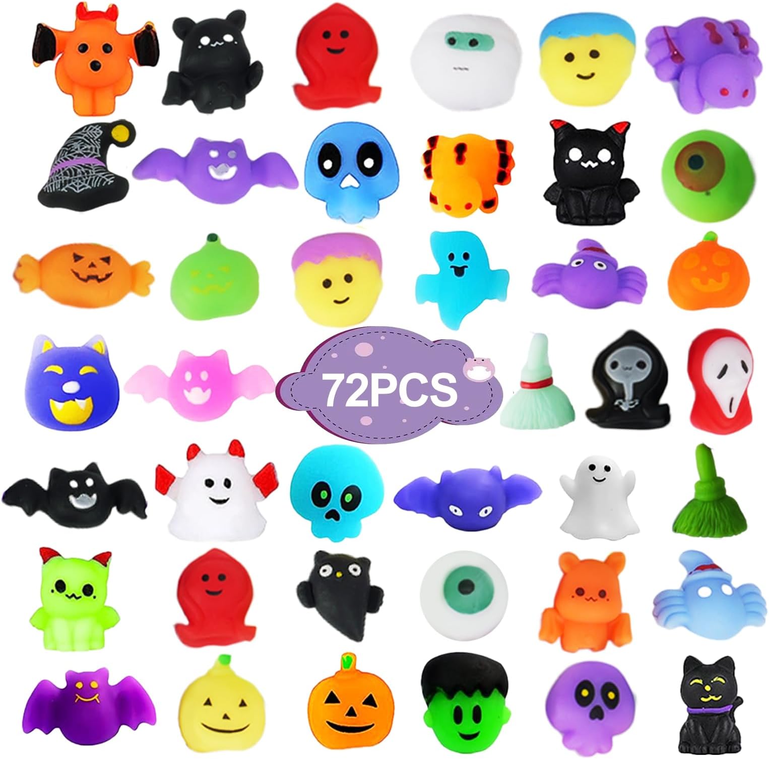 72Pcs Halloween Party Favors for Kids,Mochi Squishys Toys,Cute Kawaii Squishies Animals,Loot Bag Fillers for Kids Teens Adults Boys Girls,Stocking Stuffers,Easter Basket Stuffers,Birthday Party Gifts