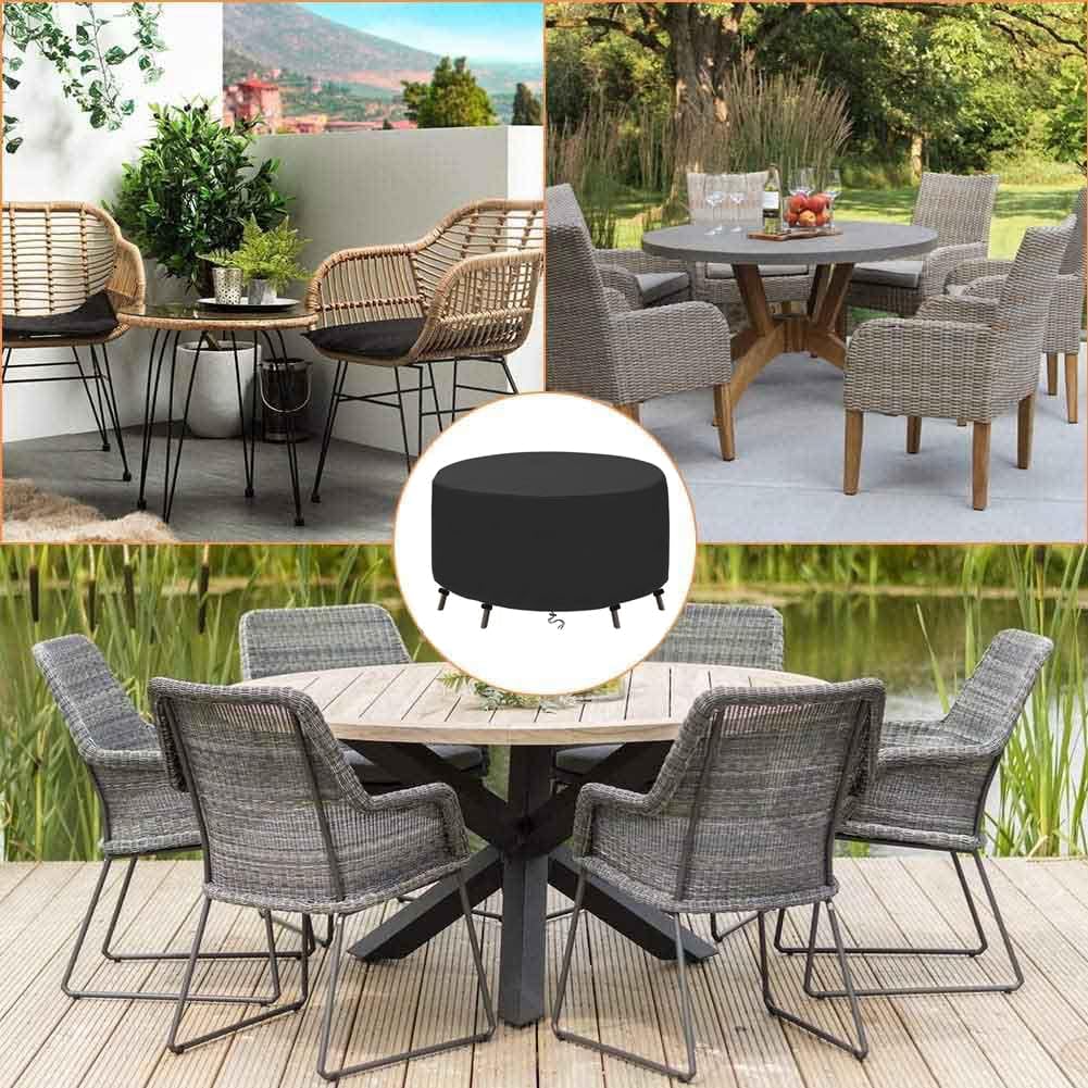 Runde Gartenmöbel Abdeckung Nach Maß Wasserdicht Outdoor Tischabdeckung Winterfest Abdeckplane Gartenmöbel Oxford Tisch Abdeckhaube Schutzhülle für Gartentisch Sitzgruppe Rund