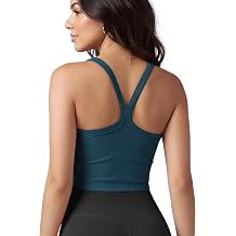 ODODOS Womens Seamless Crop Cami Wide Scoop Neck Ribbed Soft Open Racerback Cropped Tank