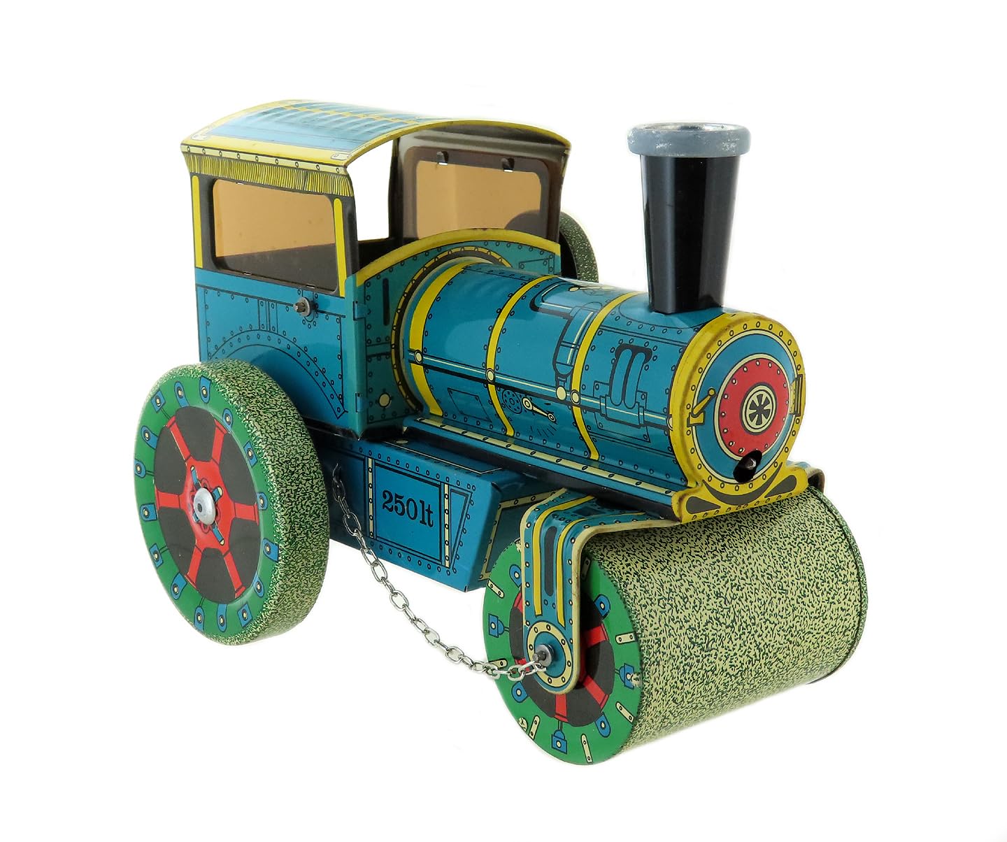 Giocattolo Meccanico di Metallo - Rullo compressore Meccanico di Latta cromolitografata - Oggetto da Collezione Vintage per Soli Adulti