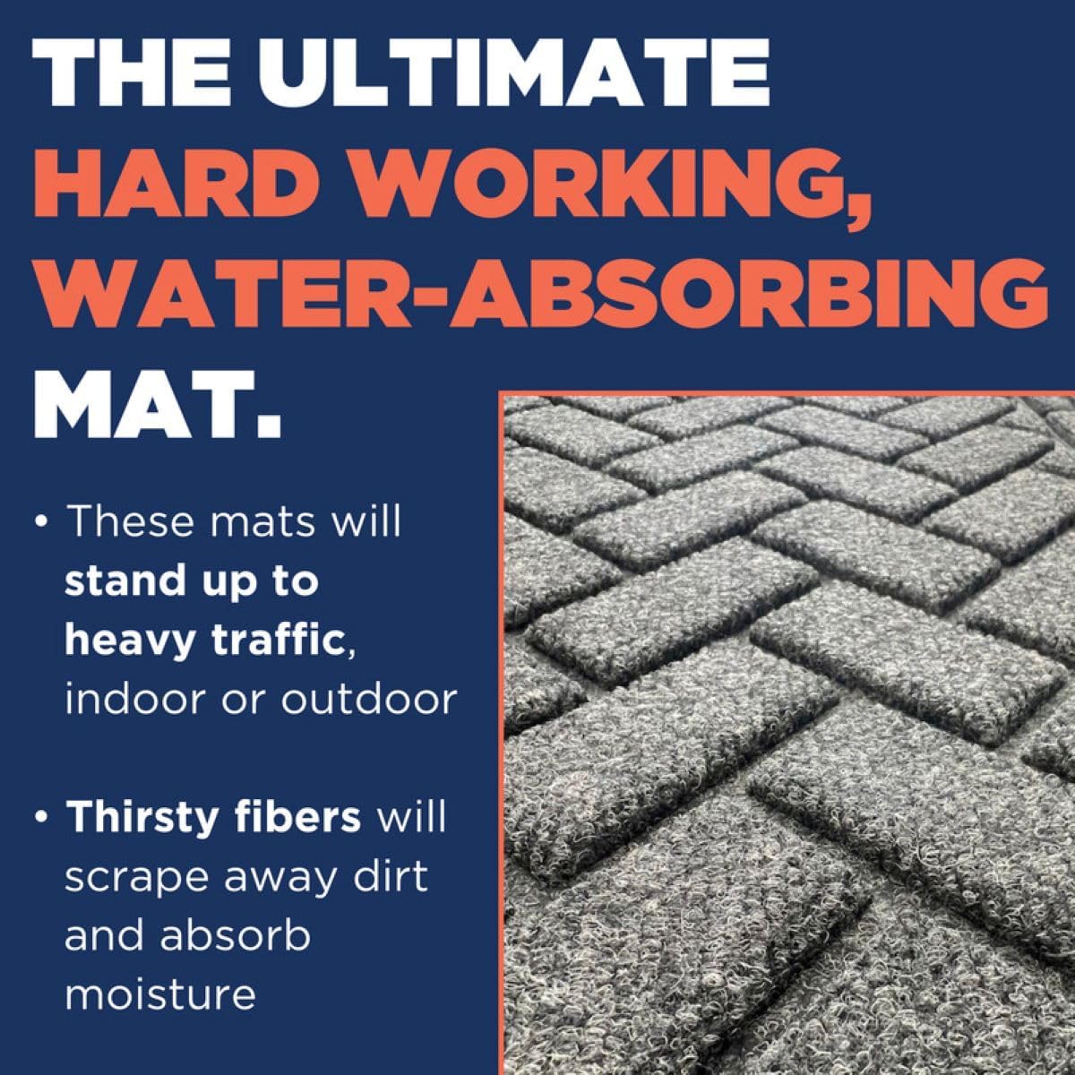 MATSINC Doormat (Graphite) Artisan Entry Front Door Mat - Rubber Back Indoor or Outdoor Entry Rug with Brick Design, Water Absorbing Rug, Made in The USA, 2' x 3', Graphite