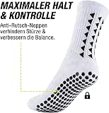 ZHENICH 3 Pairs Grip Socks Football Men - Non Slip Anti Blister Sports Socks for Soccer, Rugby & Running - Cushion Sole, Breathable Cotton - UK Size 5-11, White/Black - 4