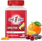One A Day Gommies multivitamines adultes - Multivitamines Gummy quotidiennes pour les hommes et les femmes avec des vitamines A, B6, B12, C, D, E, Biotin et Zinc, soutient l'immunité et la santé osseuse, les cheveux et les ongles, 60 Gummies