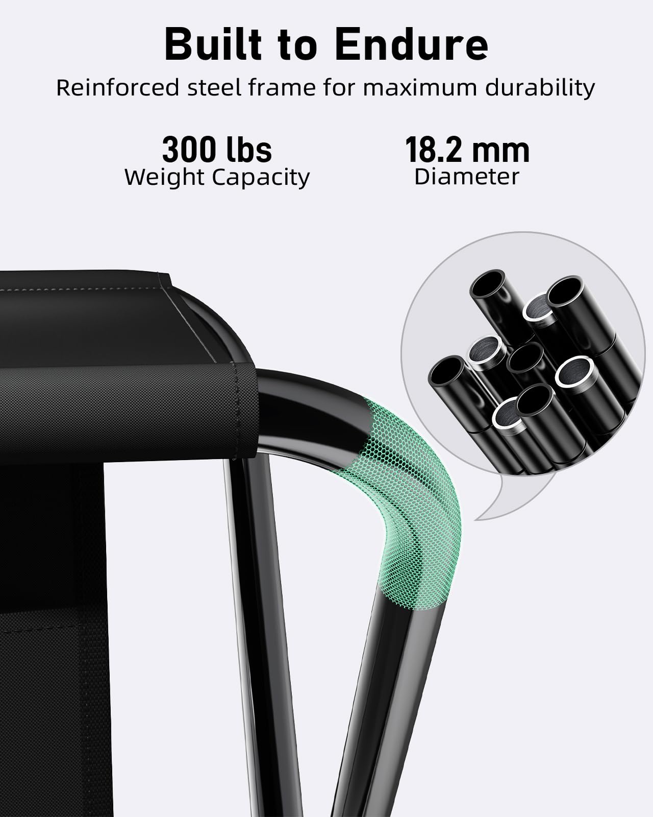 Simple Deluxe Portable Camping Stool, 14.4 Inch, 300 lbs Capacity, Folding Chair with Storage Pocket, Black