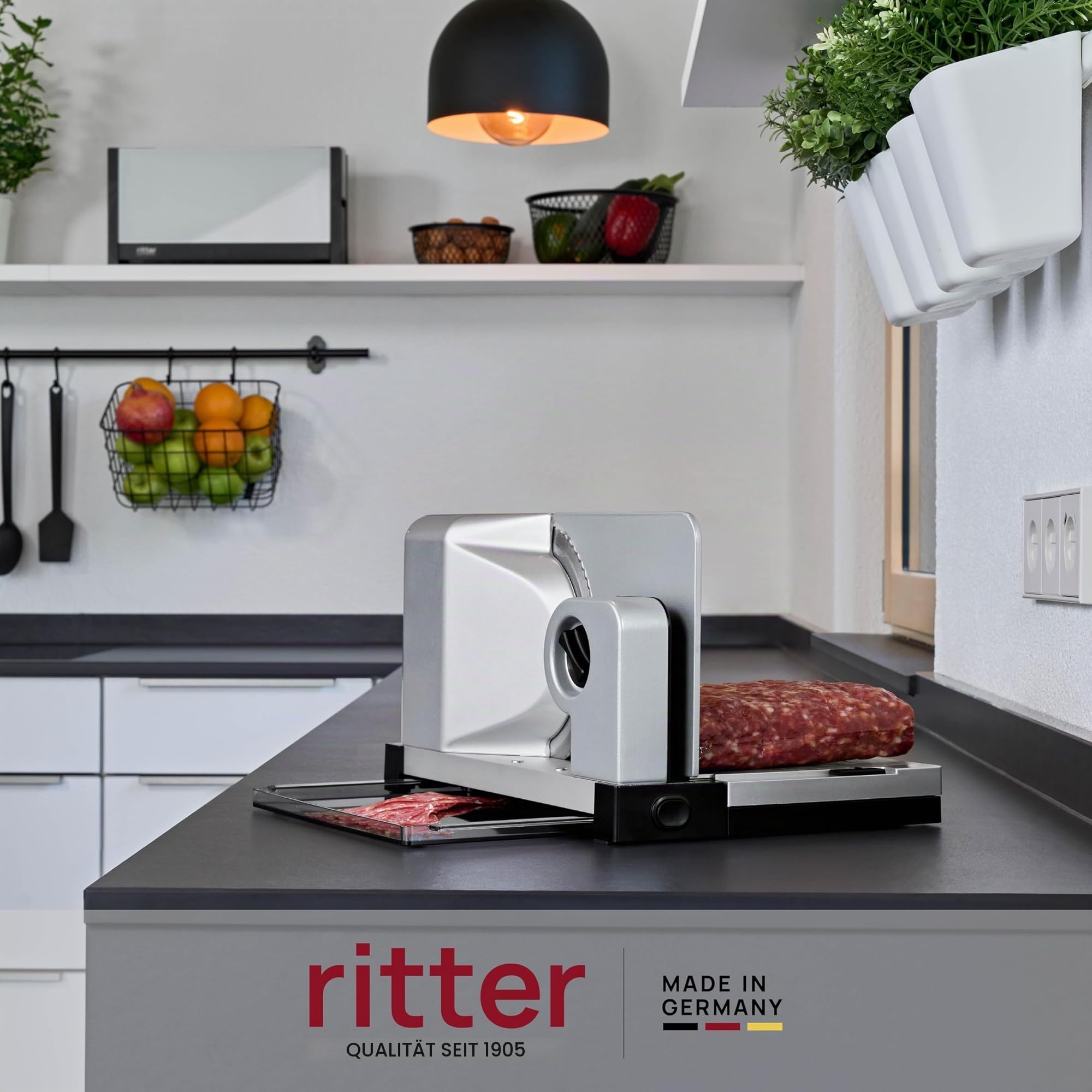 Ritter Icaro 5 Klappbarer Elektrischer Allesschneider Brotschneidemaschine aus Metall Made in Germany