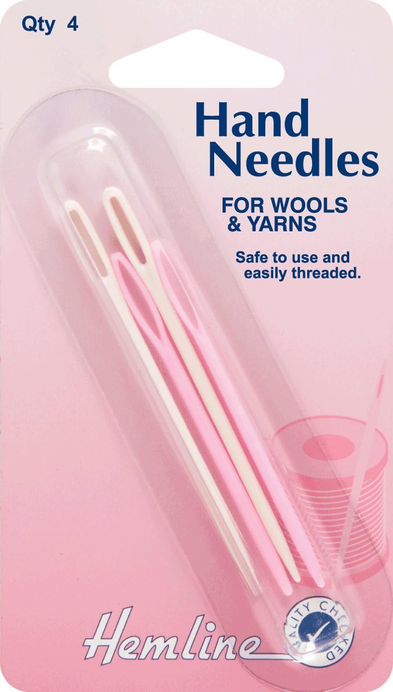 Hemline H211.A | Plastic Wool Hand Sewing Needles 2 Sizes | Pack Of 4