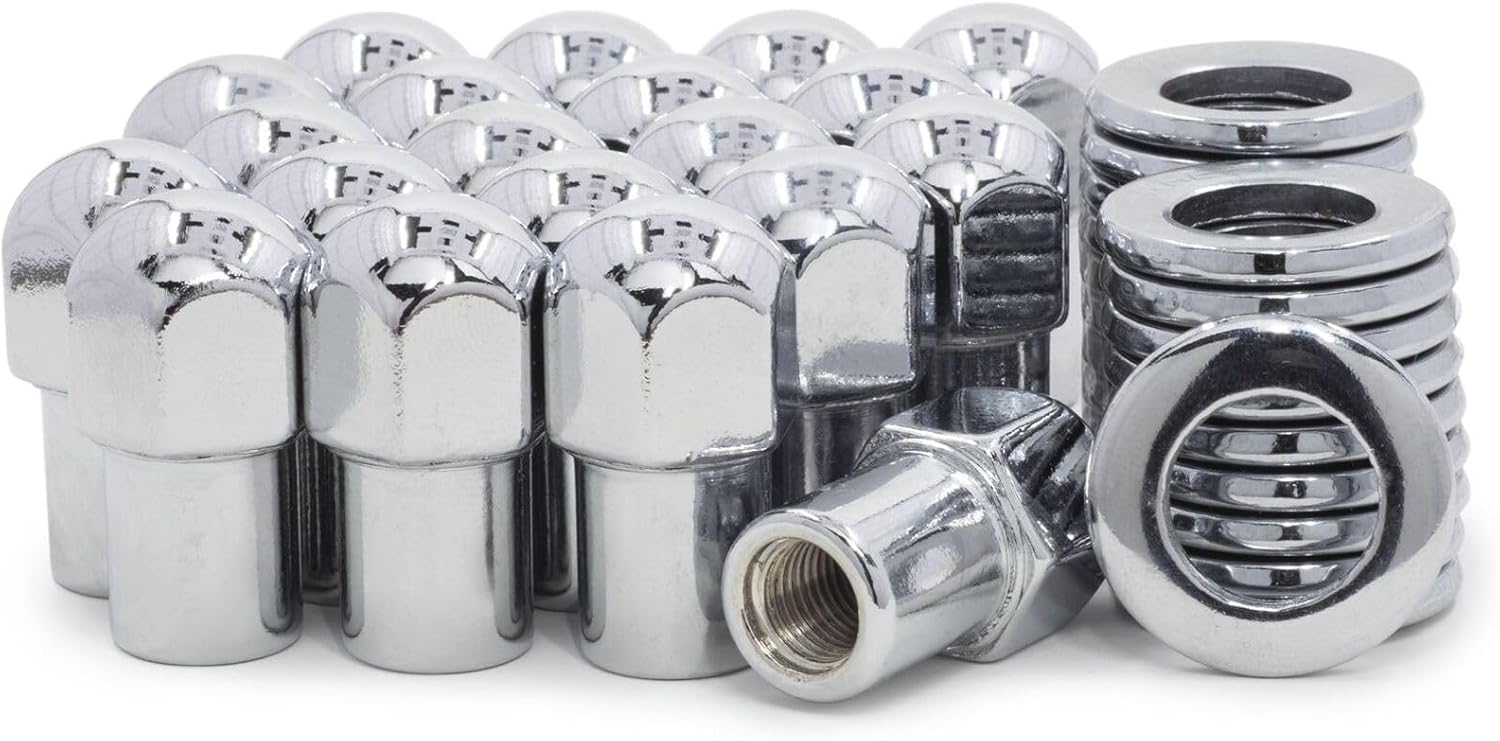 25 Lug Nuts 7/ Chrome Dome Top 75 Shank/Washers Steel for Corvette 1957-1982,for Impala 1958-1970 1977-1984 13/16"-Hex/Wrench Size 0.68-Diameter