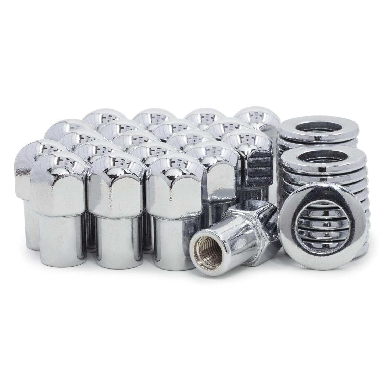 25 Lug Nuts 7/ Chrome Dome Top 75 Shank/Washers Steel for Corvette 1957-1982,for Impala 1958-1970 1977-1984 13/16"-Hex/Wrench Size 0.68-Diameter