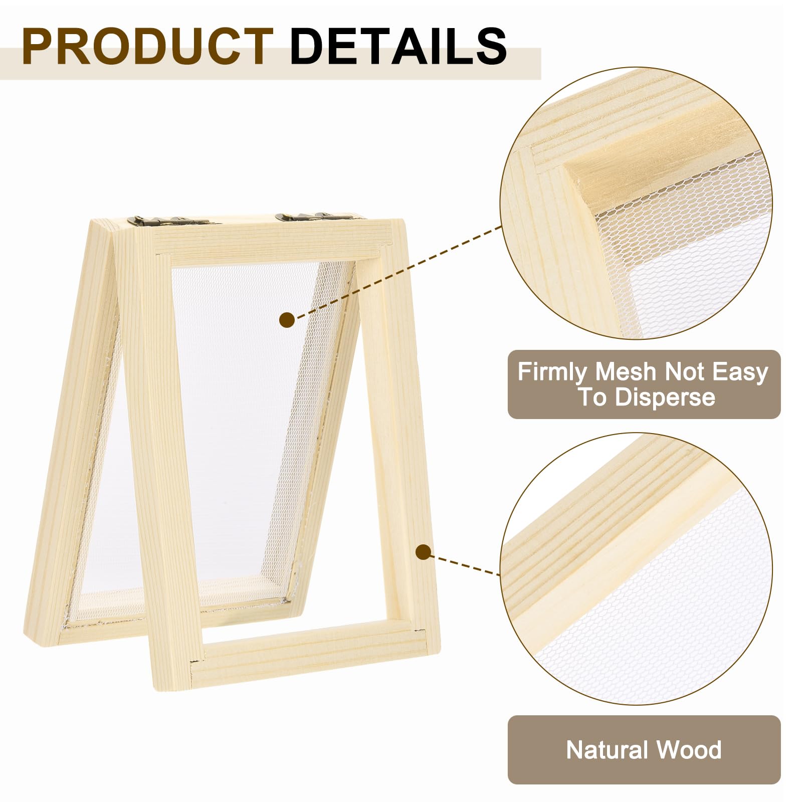 QUARKZMAN Pantalla Para Hacer Papel De Madera Kit De Marco Para Hacer Papel De 4.7 X 3.9 Pulgadas De Doble Capa Para Hacer Manualidades De Papel Tarjetas, Marcadores