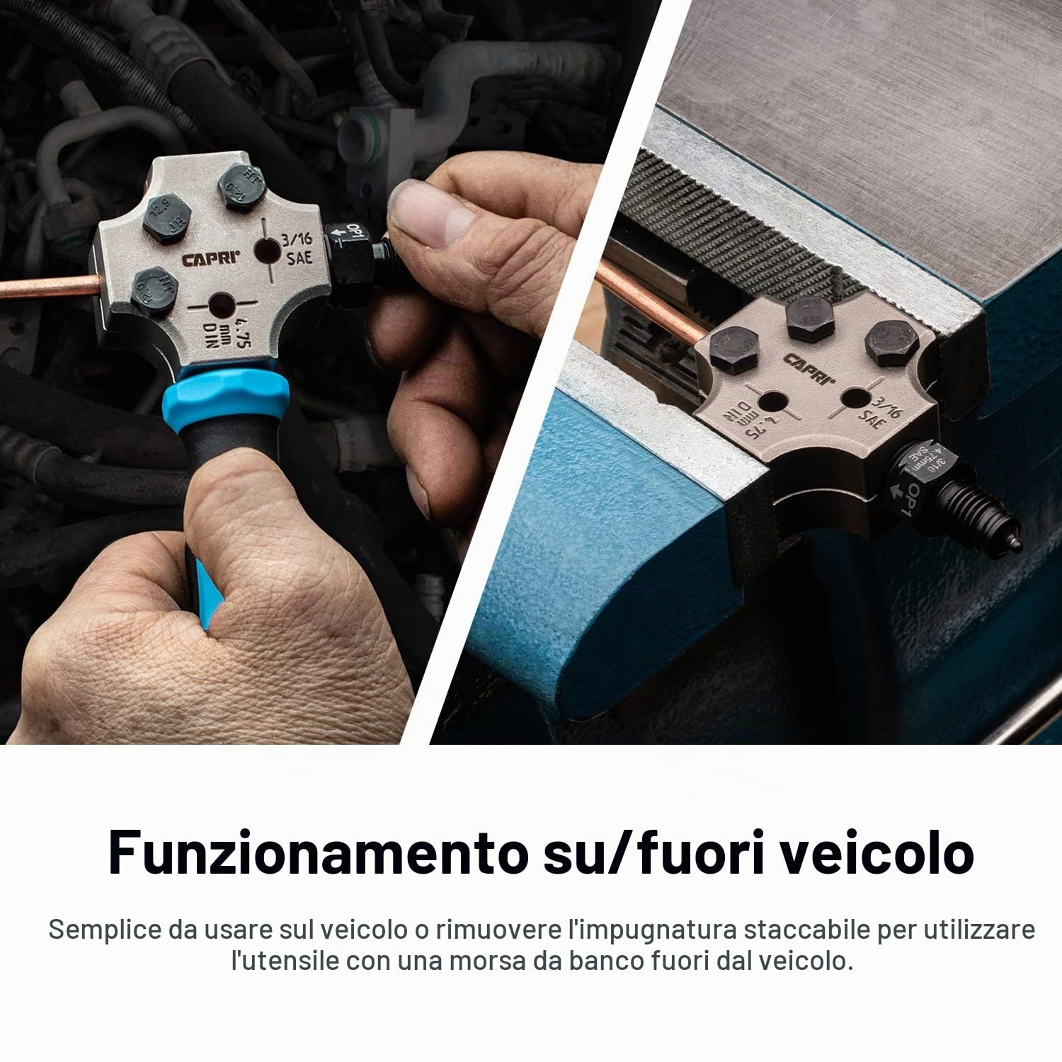 Capri Tools 3/16 "Strumento svasatura a doppia testa, rende 4,75 mm ISO/DIN Bubble Flare e 3/16" SAE doppio svasatura