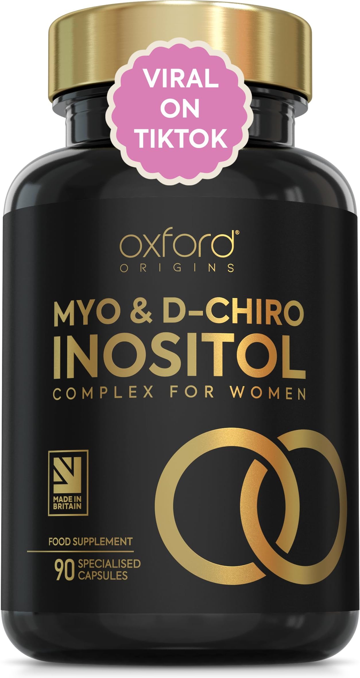 Myo-Inositol PMOS Supplement for Women | Made in the UK | High Strength Myo Inositol D Chiro Inositol Tablets | Menopause Supplements | Pregnancy Vitamins for Women | 90 Capsules