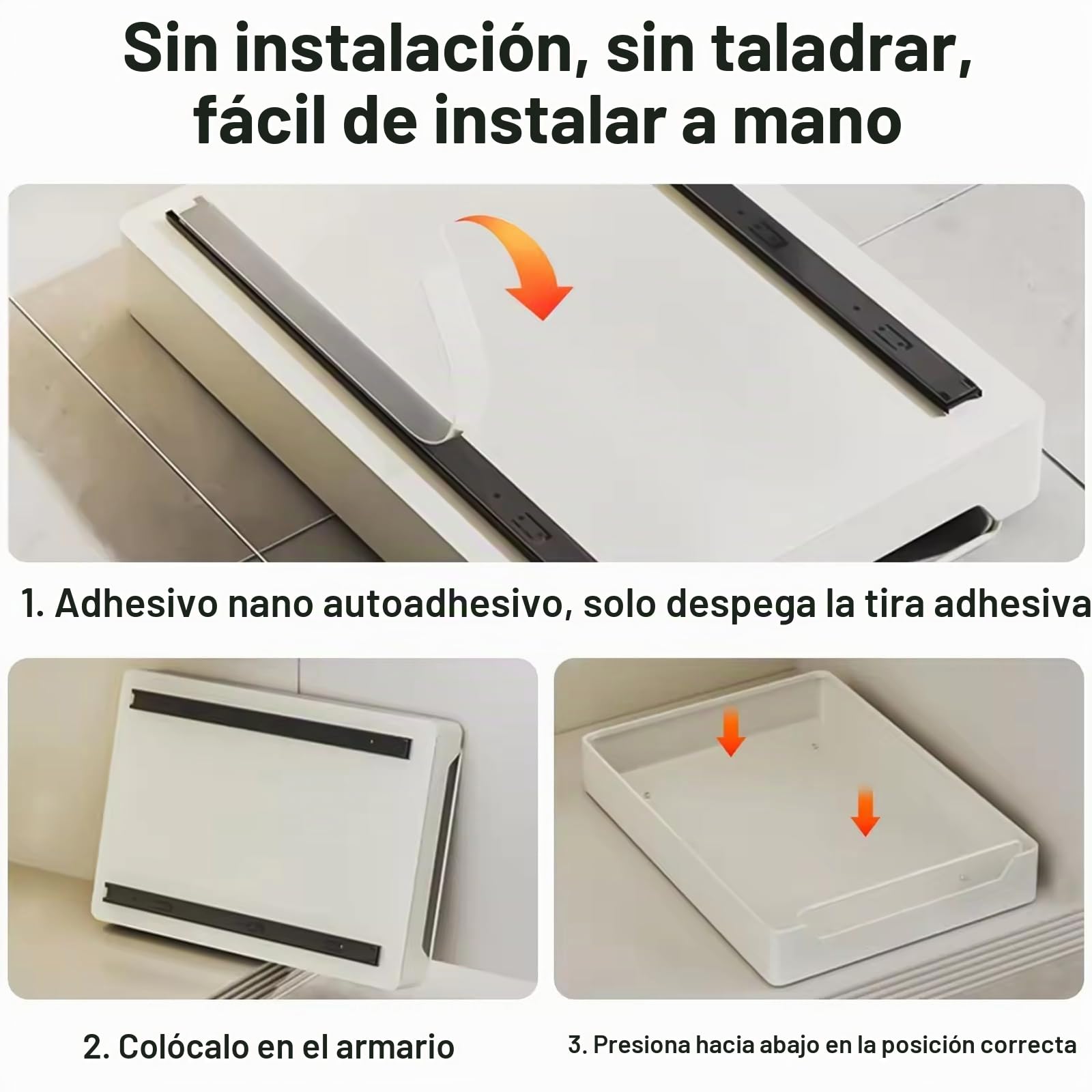Cajón telescópico Cajón extraíble con Tirador Cajones de Armario Organizador de Armario de Cocina Blanco,20cm
