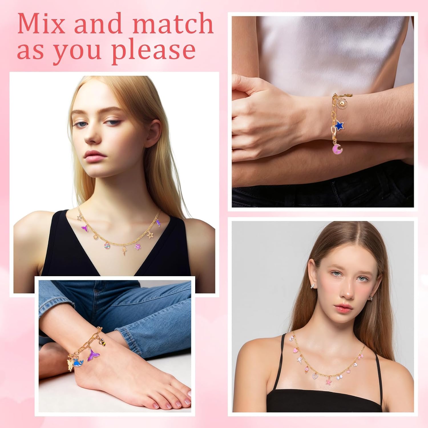 Wurosi 443 Pcs Gold Charm Bracelet Necklace Making Kit for Women, Including 8 Paperclip Chain Bracelets, 4 Paper Clip Chain Necklaces, Accessories for Jewelry Making, Crafts Beginner Supplies Gift - Image 6