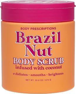 Body Prescriptions Exfoliating Body Scrub – Body Cleanser for Nourished, Ultra-Smooth Skin, Coconut (Brazil Nut)