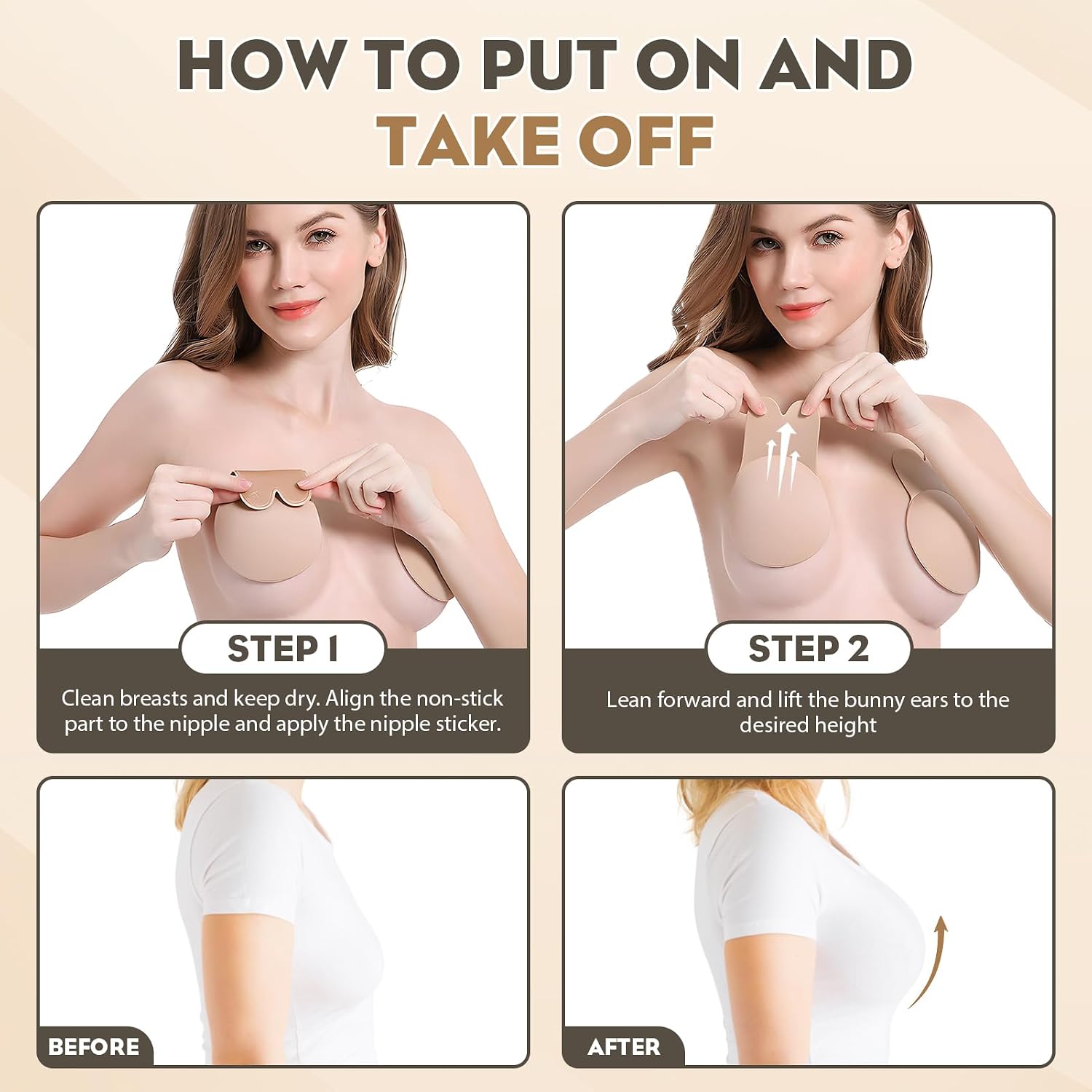 Sticky Bra Backless Strapless Bras Adhesive Push Up Invisible Stick on Silicone Bra for Women Breast Lift Nipple Covers