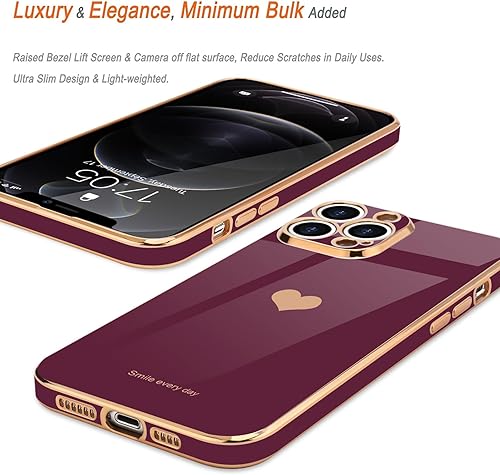 Miniatura 10 de Teageo Funda para iPhone 12 Pro para mujeres y niñas, diseño de corazón de amor, cubierta trasera suave, protección completa de la cámara,
