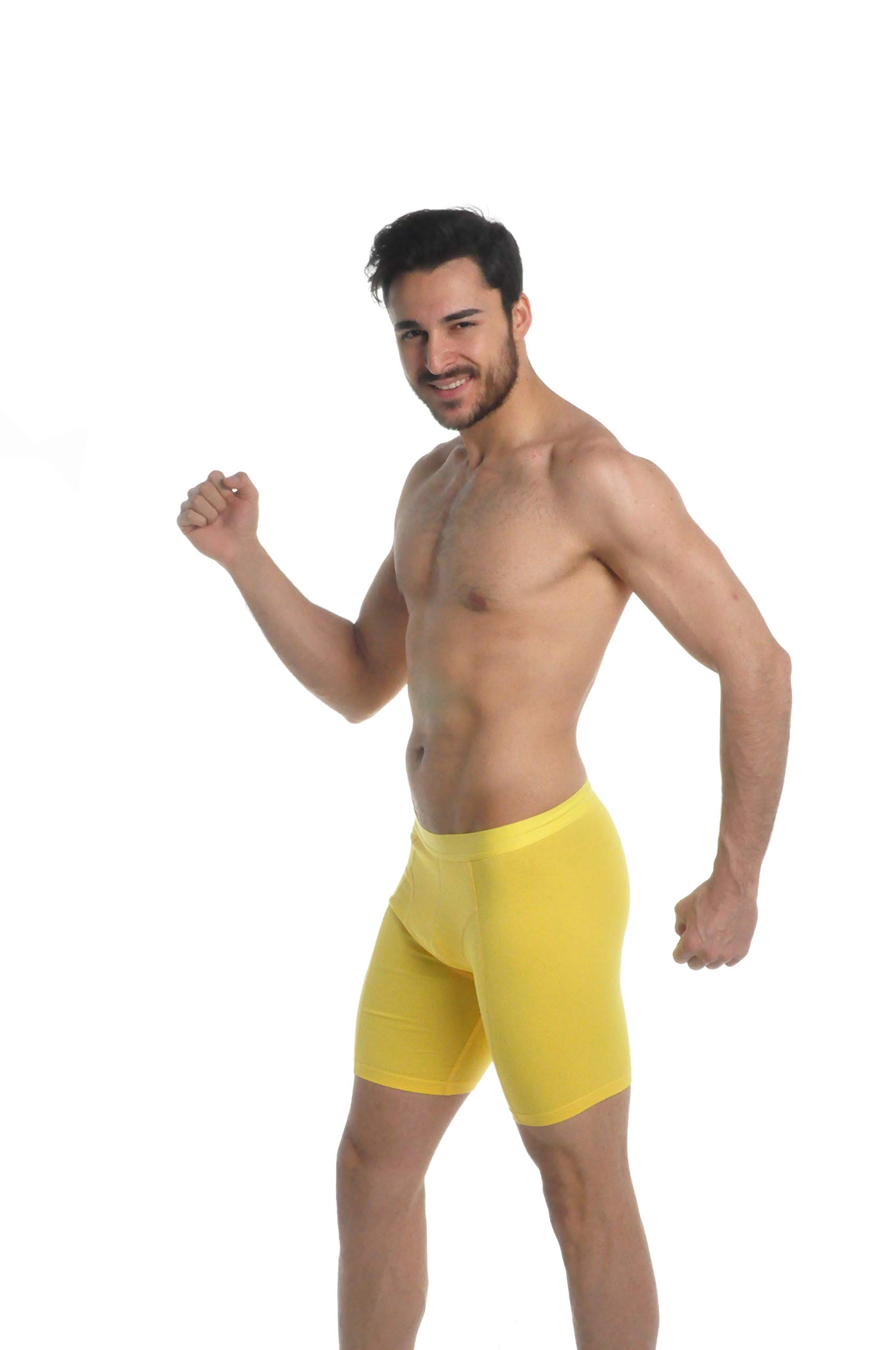 Elegance1234 Men's Yellow `S Active-Wear Soft Cotton Extra Long Leg Boxers (Ref:1150)(Xx-Large, )