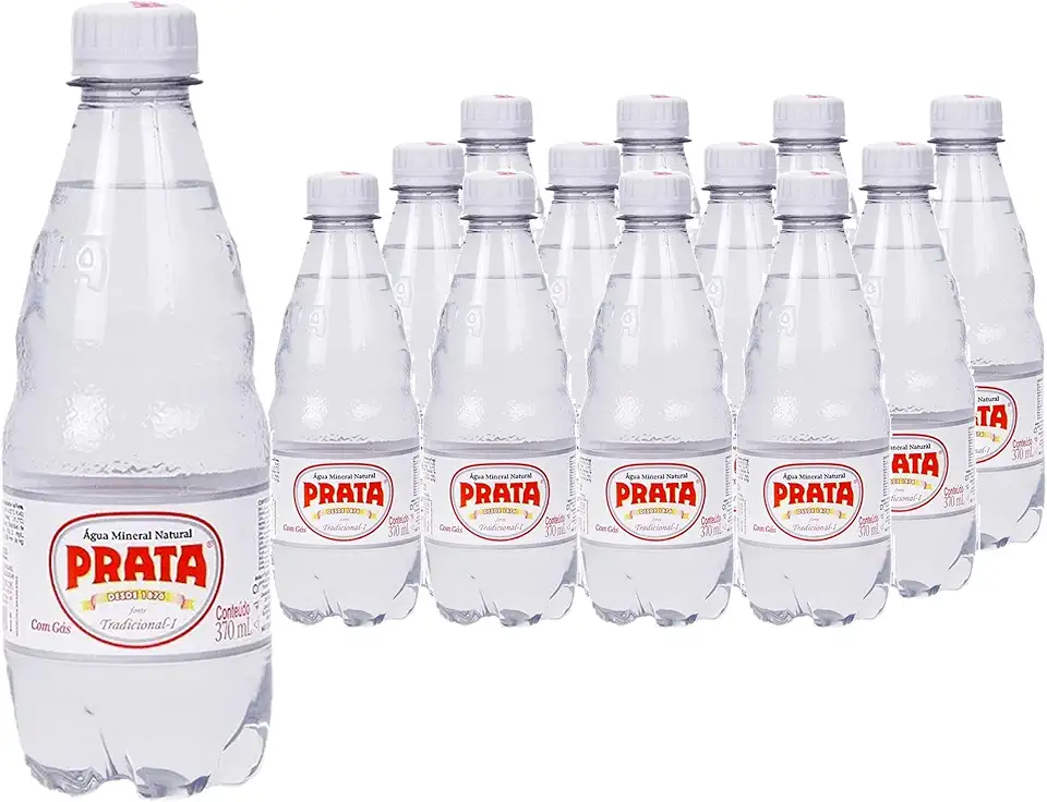 Água Mineral PRATA Natural Leve Com Gás 370ml (12 unidades) - fardo de agua com gas - extraída de fontes naturais na Serra da Mantiqueira, garantindo a sua pureza e qualidade.