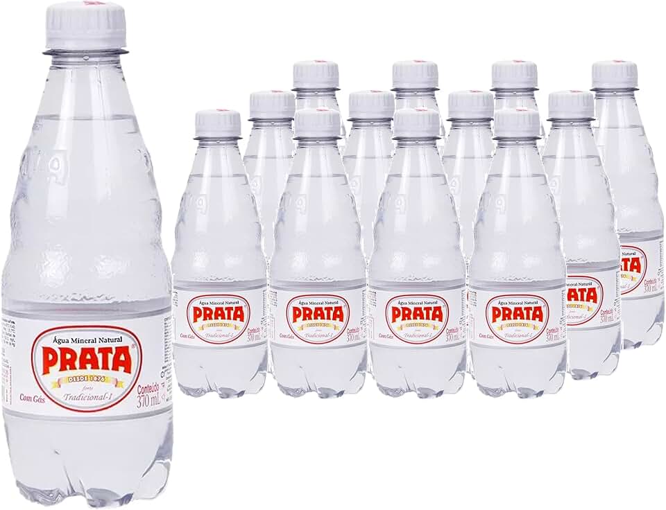 Água Mineral PRATA Natural Leve Com Gás 370ml (12 unidades) - fardo de agua com gas - extraída de fontes naturais na Serra da Mantiqueira, garantindo a sua pureza e qualidade.