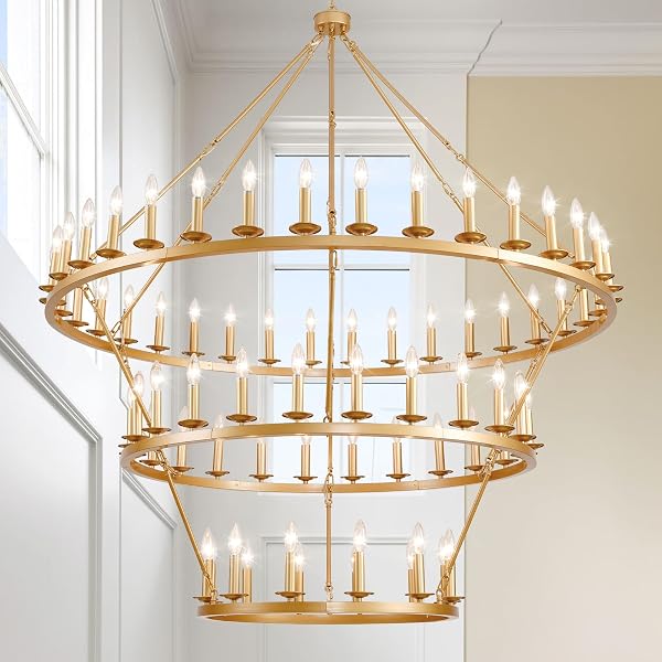 HermnJakk Gold Wagon Wheel Chandelier
