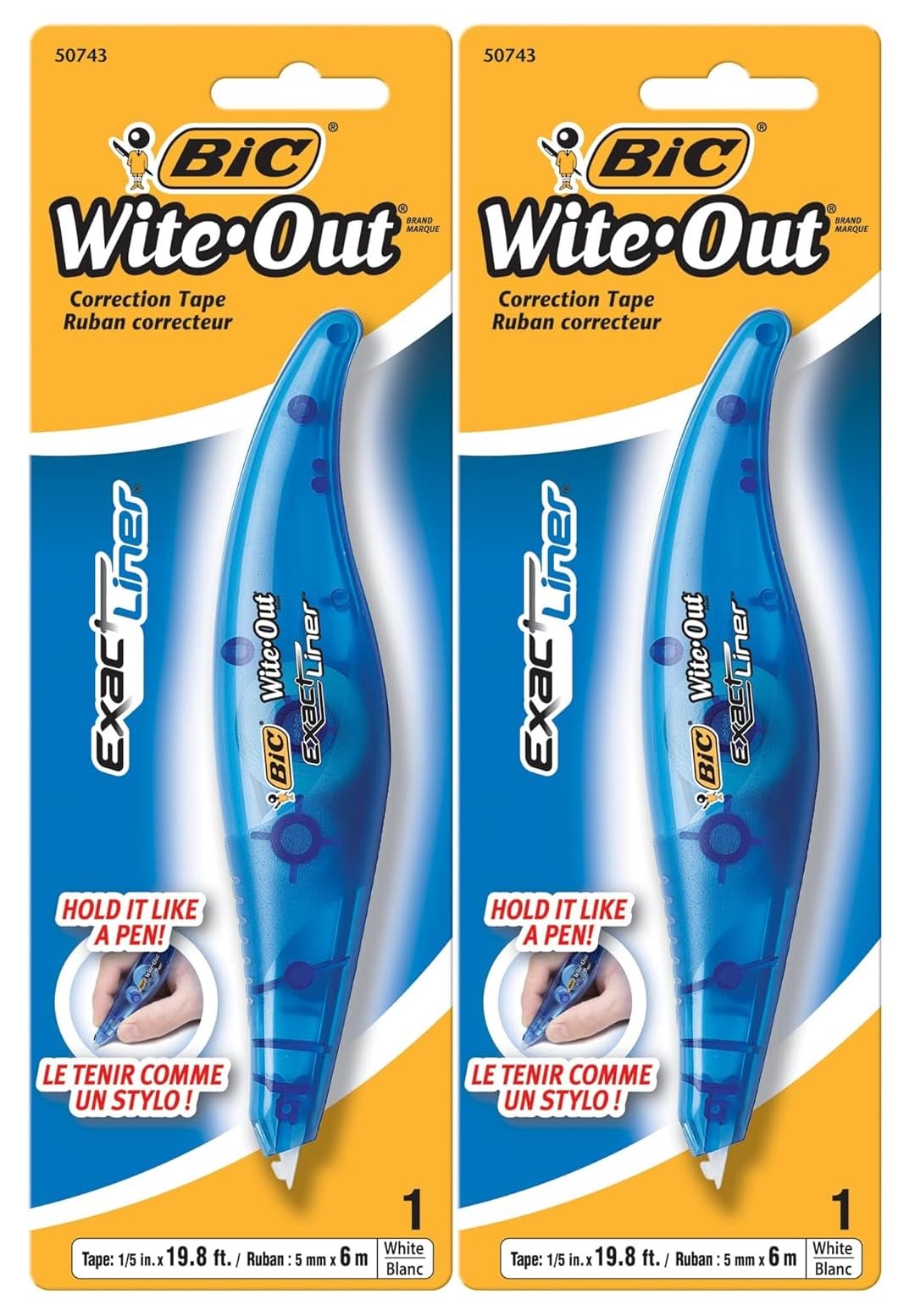 BIC White-Out Exact Liner - Penna a nastro correttore, non ricaricabile, 1/5" x 236" (WOELP11), confezione da 2