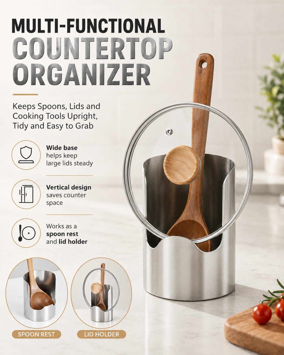 Soporte for utensilios de cocina de acero inoxidable 304 engrosado