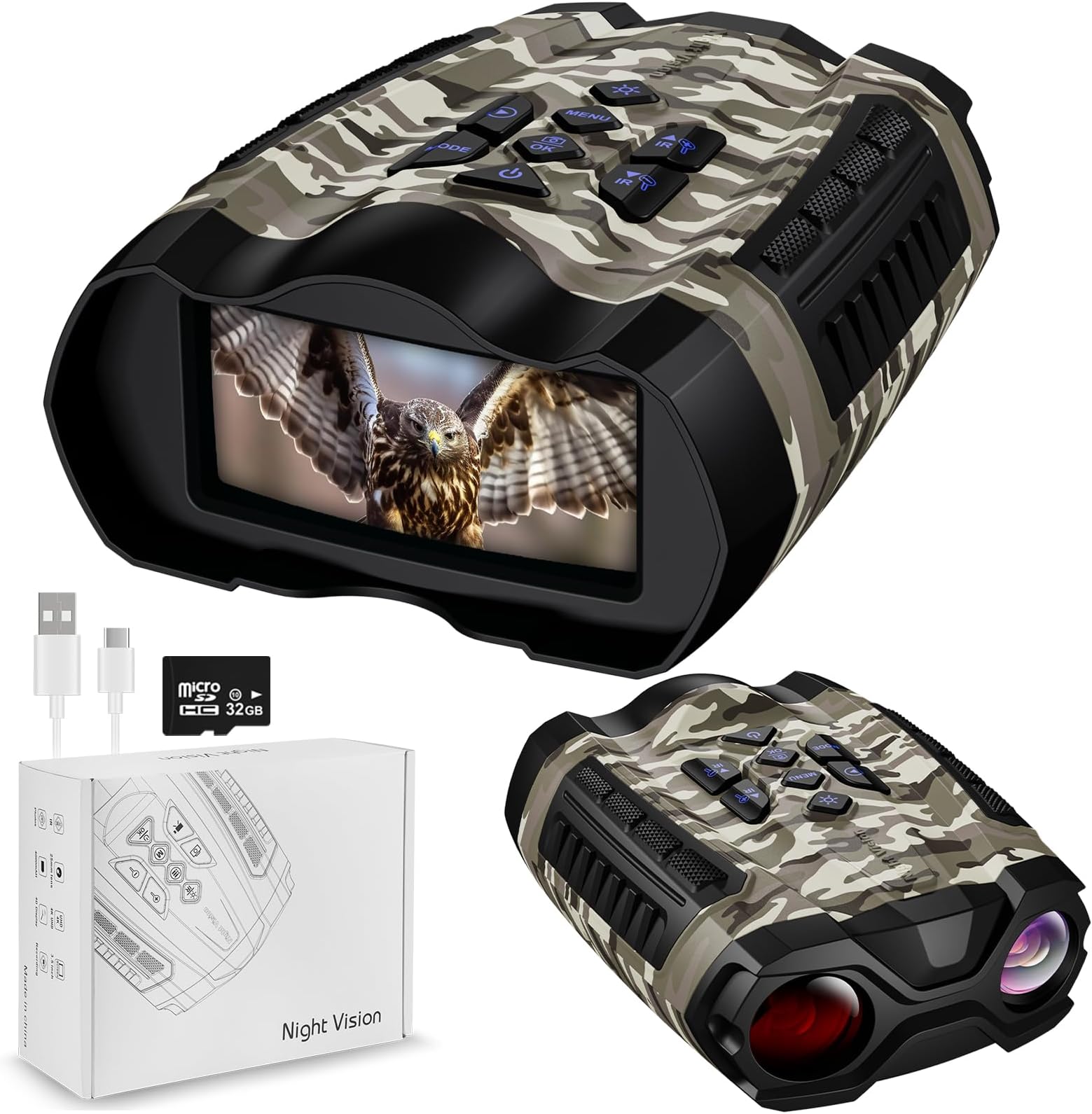 Night Vision Goggles,4K Night Vision Binoculars for Adult with 3.5" HD Screen,32GB TF Card for Photo and Video,9 Gear Infrared and 10X Digital Zoom for Outdoor Enthusiasts and Animal Watchers