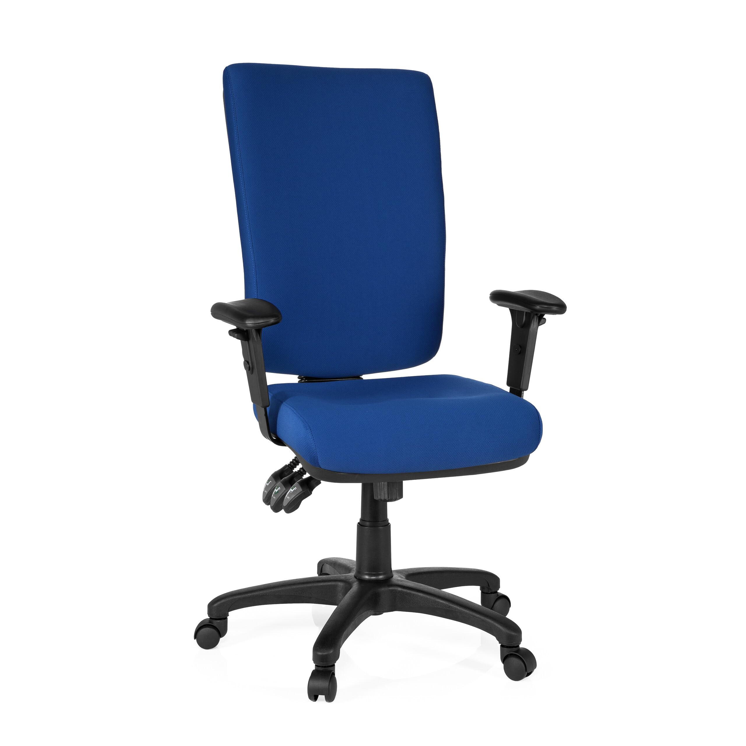 hjh OFFICE 702110 Profi Bürostuhl Zenit HIGH Stoff Blau Drehstuhl ergonomisch, Arm- und Rückenlehne verstellbar