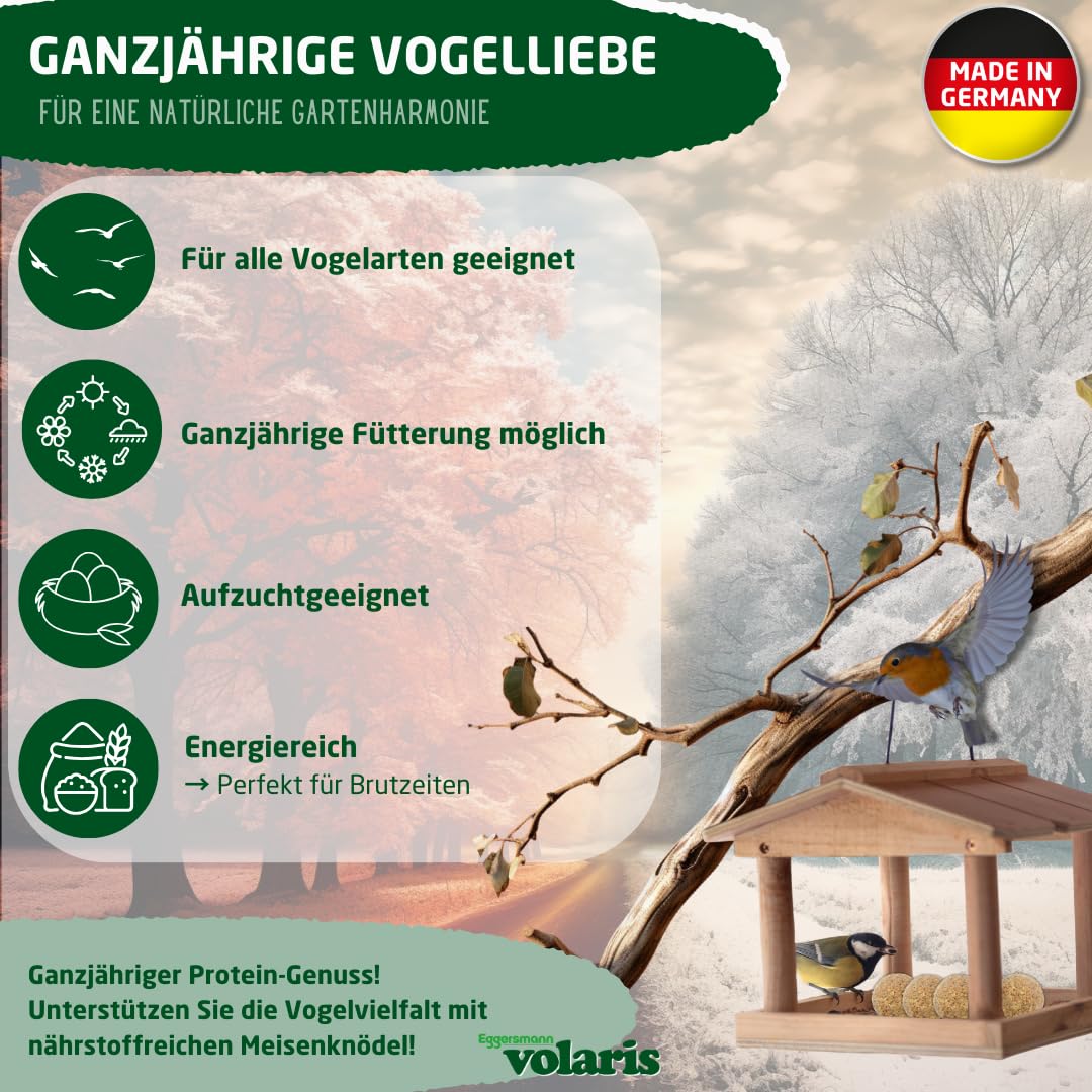 Eggersmann volaris 6 bolas de masa XXL con red de 3 kg | Bola de grano para aves silvestres | Alimento completo nutritivo para todo tipo de aves
