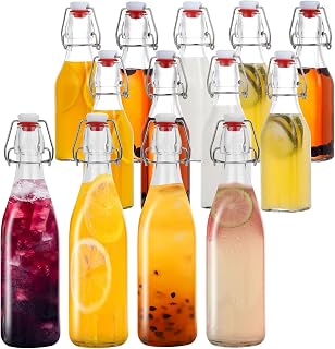 ZEBEIYU Swing Top Glass Bottles with Airtight Lids for Home Brewing, Kombucha, Kefir, Vanilla Extract, Beer, Oil, Vinegar, Homemade Juices, Water,Soda,(8oz 9pack+32oz 4 pack)