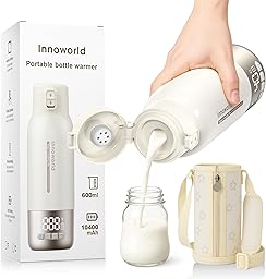 Portable Bottle Warmer for Travel,600ml Baby Milk Warmer for Breastmilk & Formula with Fast Heating,10400mAh Long Battery Life,USB-C Charging,Ideal for Car,Vehicle & Airplane Journeys