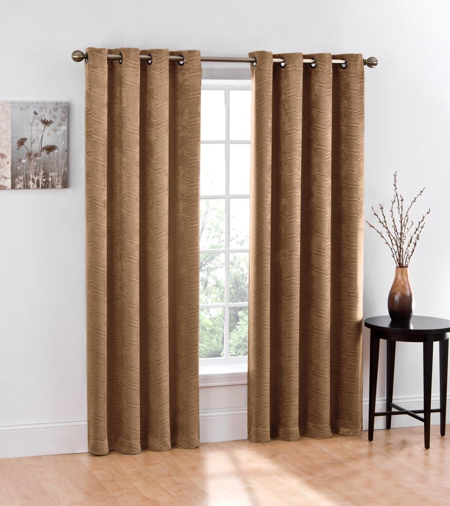 Ruthy's Textile Blackout-Window-Curtain-Grommet-PanelsWidth-50-X-84Cafe-au-Lait