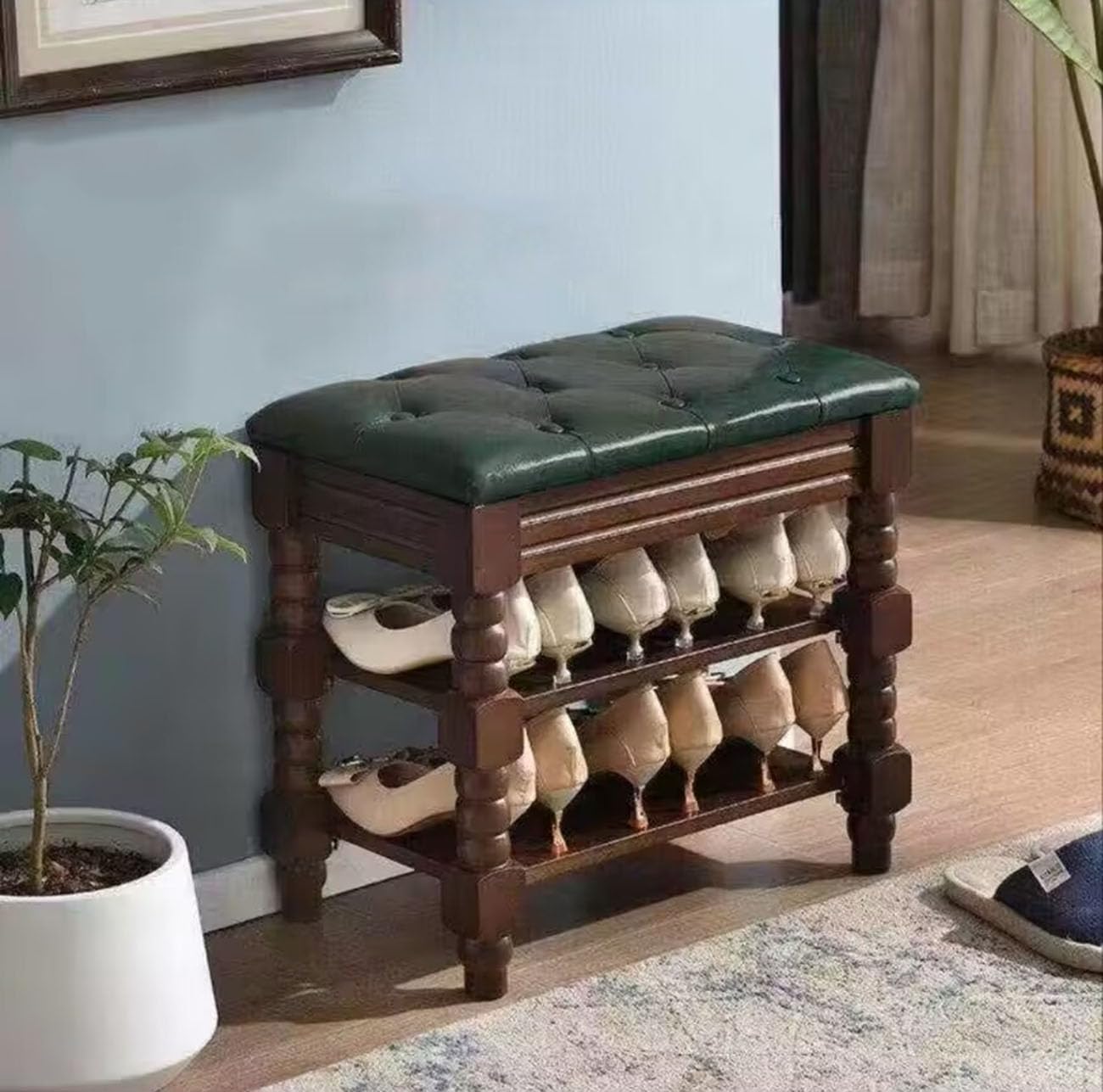 Tabouret à chaussures grande capacité avec assise rembourrée confortable