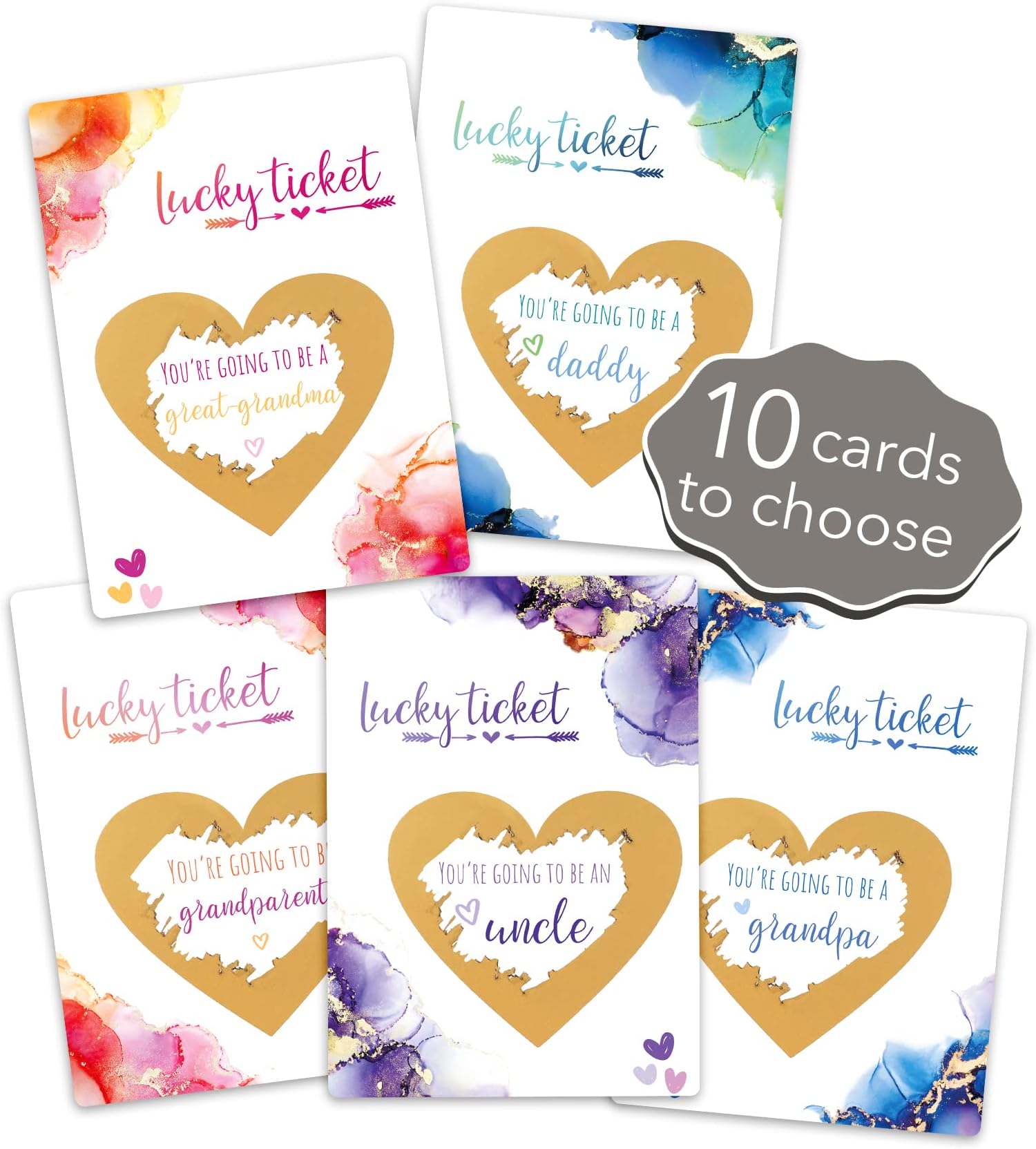 Joli Coon 10 Pregnancy Announcement Scratch Cards, with envelopes