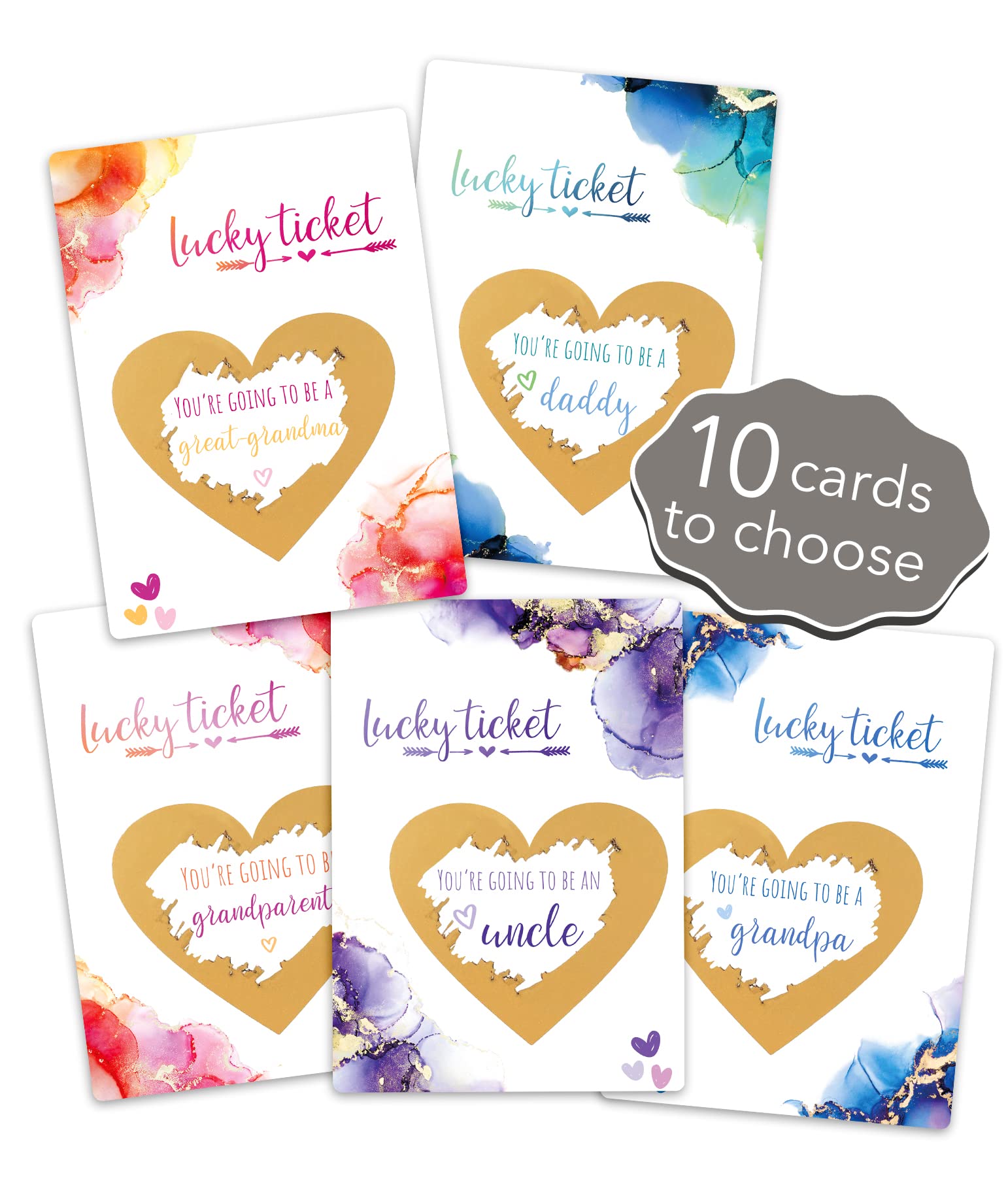 Joli Coon 10 Pregnancy announcement scratch card - 10 Scratch cards of your choice with envelopes - Baby announcement baby