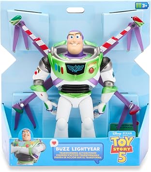 Disney Store Official Buzz Lightyear Transforming Action Figure | Toy Story 5 Toy 7'' Buzz Toy Disney Pixar Toys Posable Joints Retractable Wings