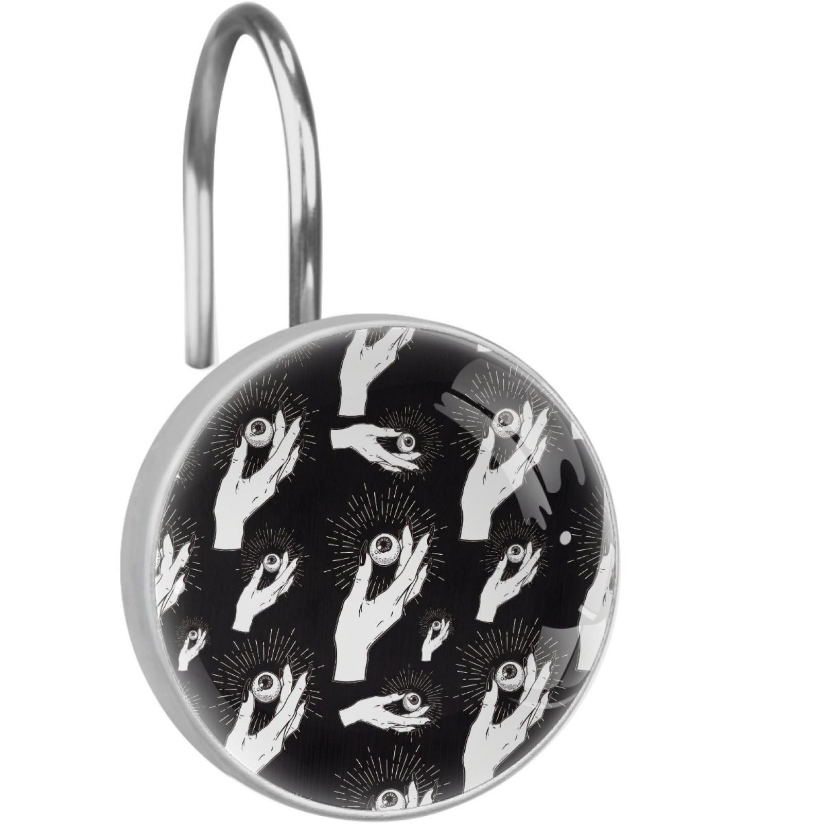 VAPOKF Decorative Shower Curtain Hook, Sketch Hand Eyeball Rustproof Stainless Steel Shower Curtain Hook for Bathroom, Shower Curtain Hangers for Shower Rod