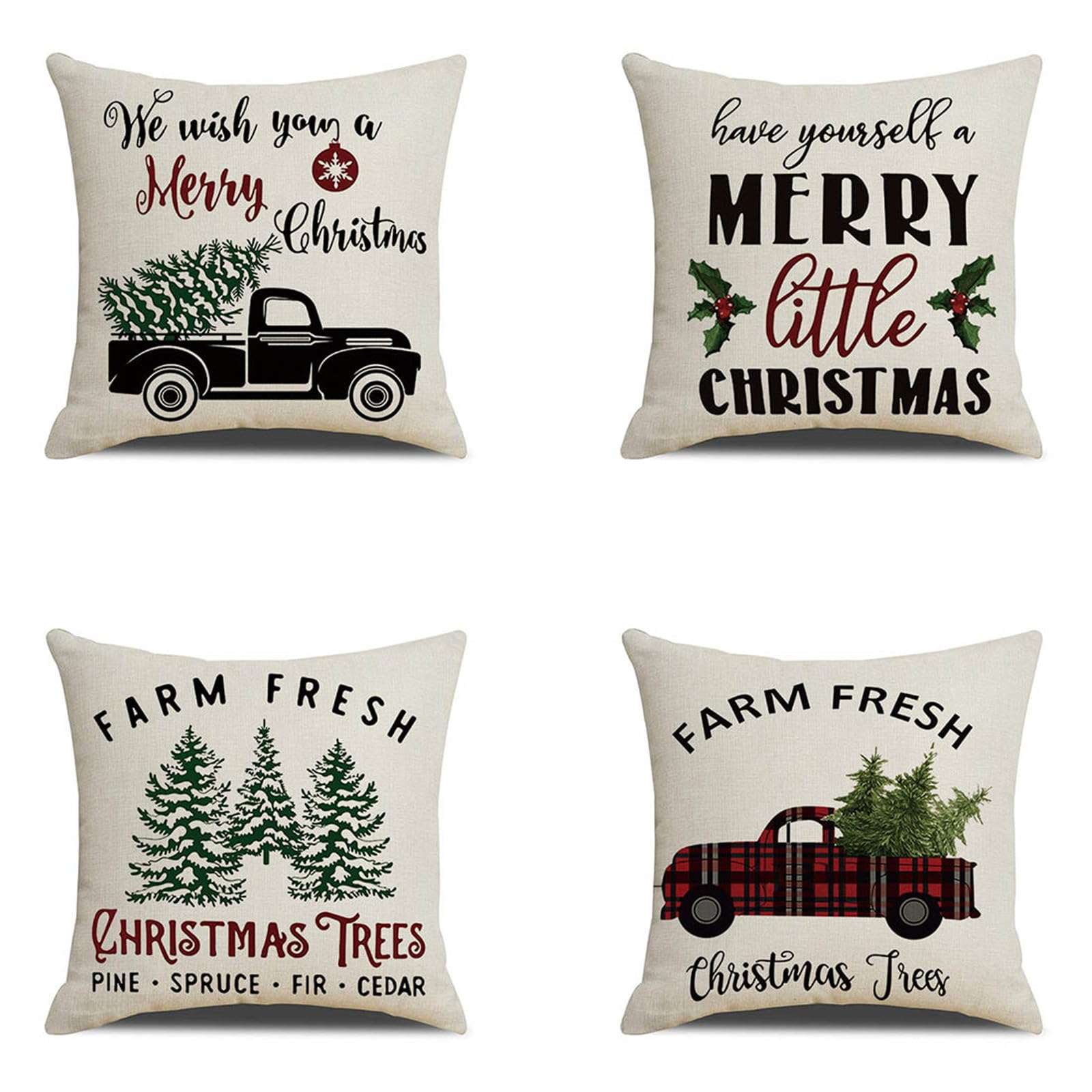 Housses de coussin 45x45cm voiture et arbre taie d'oreiller décoration canapé