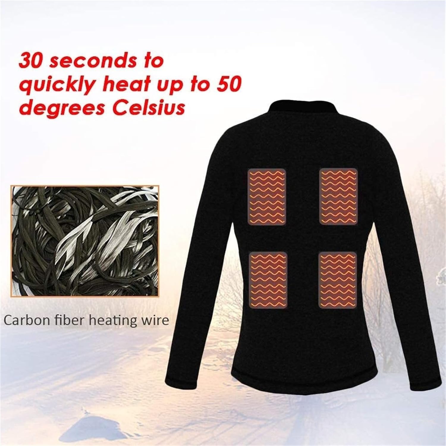 Insulated Heating Thermal Underwear Unisex, Charging Heated, Washable Thermal Wintergear, Outdoor Hiking Camping Hunting