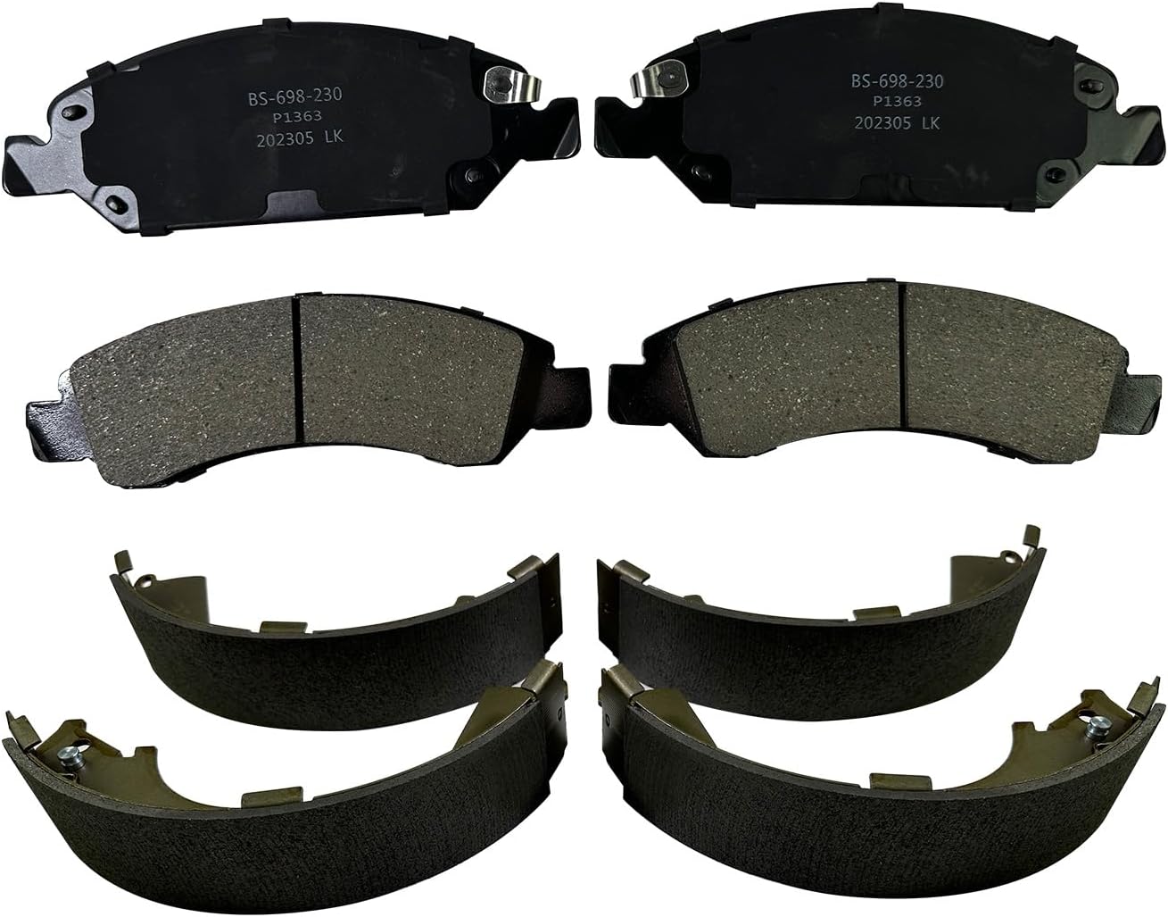 Front Ceramic Brake Pads and Rear Brake Shoes for 2008-2013 Chevy Silverado 1500 for 2008-2013 GMC Sierra 1500