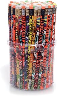 Anderson's Halloween Pencil Tub, #2 Pencils with Assorted Designs for Classroom Rewards, School Stores, Party Favors, Fall Events, Teacher Incentives, and Student Giveaways, 144 Pack