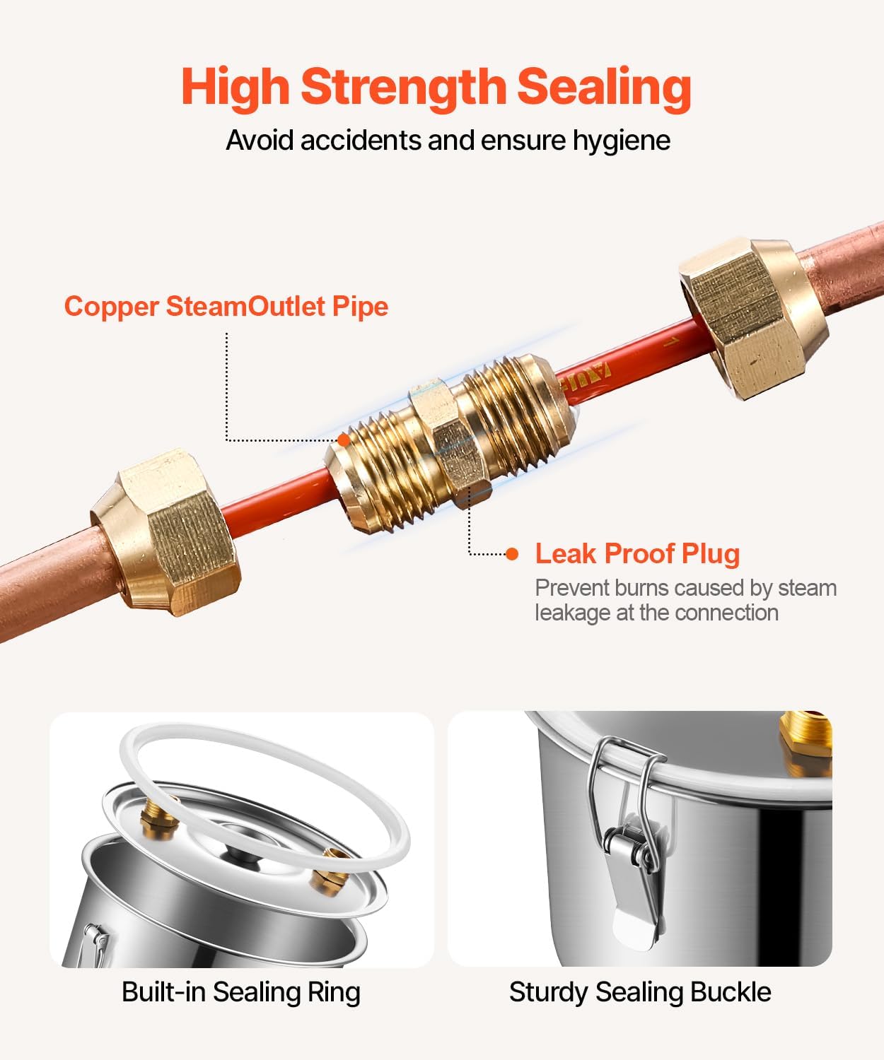 VEVOR Alcohol Still, 8 Gal / 30 L Stainless Steel Water Alcohol Distiller with Copper Coil, Home Brewing Refining Fermentation Kit with Thermometer & Pump, for Wine Whisky Brandy, Silver