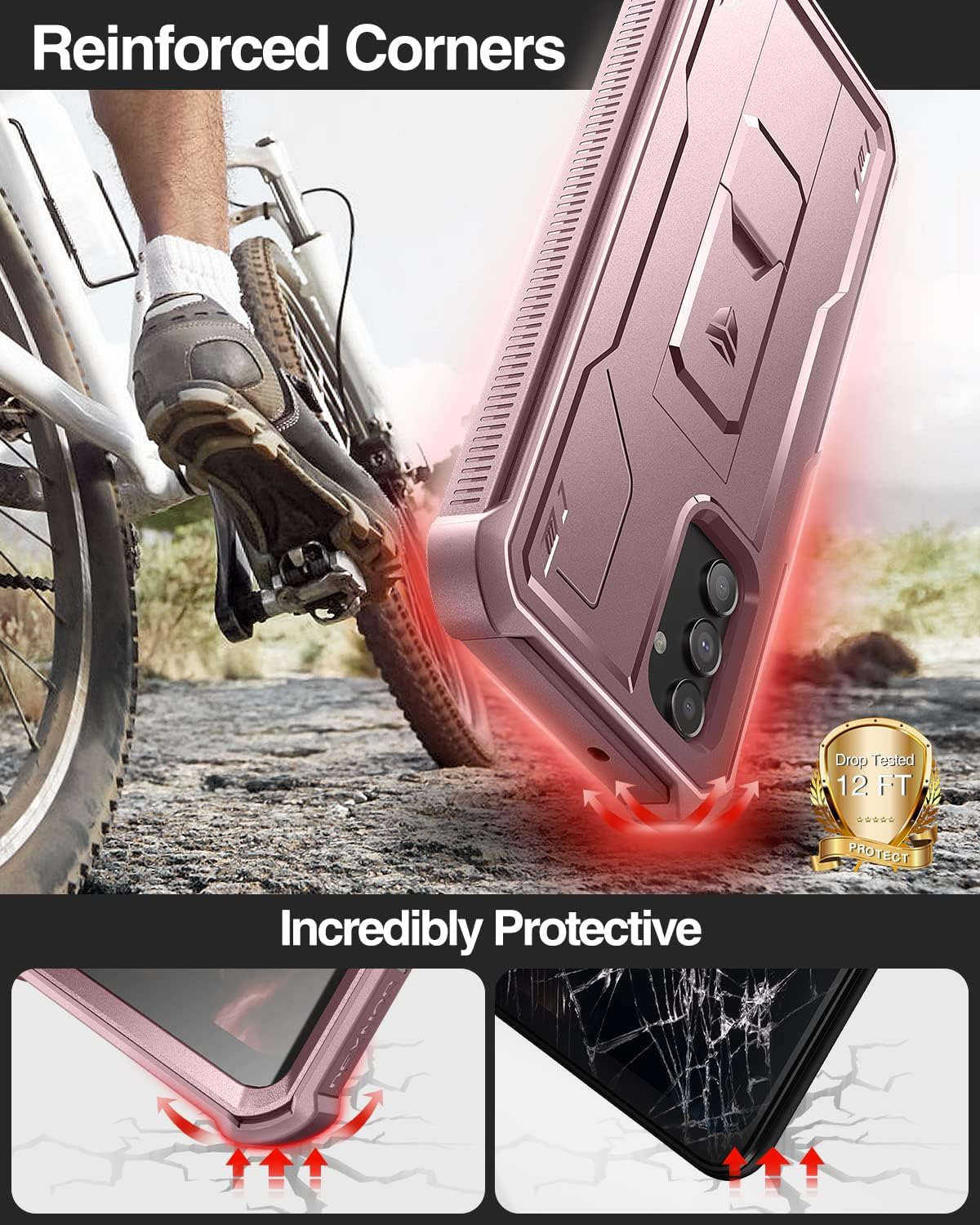 Dexnor for Samsung Galaxy A13 5G Case, [Built in Screen Protector and Kickstand] Heavy Military Grade Protection Shockproof Protective Cover for Samsung Galaxy A13 5G (Peony Pink)
