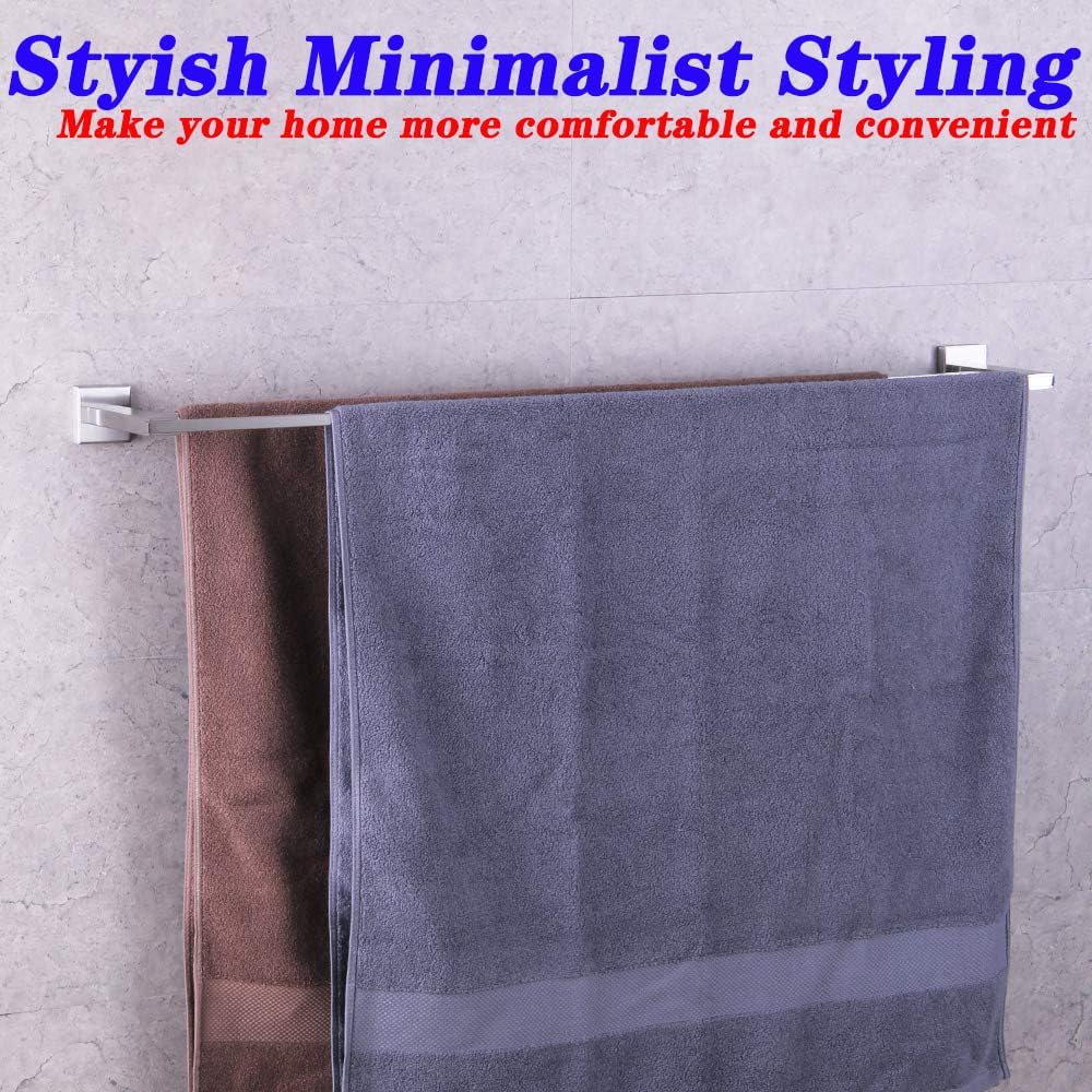 GERZWY 36-Inch Bath Towel Bar Modern Square Style Bathroom Double Towel Bar SUS 304 Stainless Steel Wall Mount Brushed Finish JG1902C92-LS