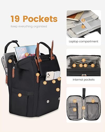 Miniatura 3 de LOVEVOOK Mochila para laptop para mujer, mochila de trabajo para profesores con compartimento para laptop, bolsas de enfermera, mochila para
